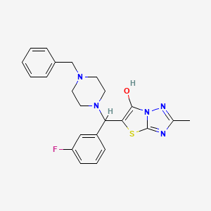 molecular formula C23H24FN5OS B2964537 5-((4-Benzylpiperazin-1-yl)(3-fluorophenyl)methyl)-2-methylthiazolo[3,2-b][1,2,4]triazol-6-ol CAS No. 851810-53-2