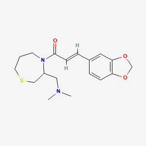 molecular formula C18H24N2O3S B2964538 (E)-3-(benzo[d][1,3]dioxol-5-yl)-1-(3-((dimethylamino)methyl)-1,4-thiazepan-4-yl)prop-2-en-1-one CAS No. 1448139-90-9