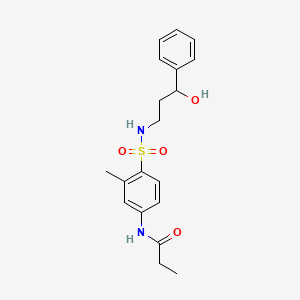 molecular formula C19H24N2O4S B2964539 N-(4-(N-(3-hydroxy-3-phenylpropyl)sulfamoyl)-3-methylphenyl)propionamide CAS No. 1448031-28-4