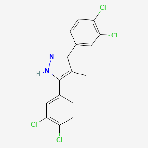 molecular formula C16H10Cl4N2 B2964541 3,5-bis(3,4-dichlorophenyl)-4-methyl-1H-pyrazole CAS No. 1159918-93-0