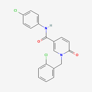 molecular formula C19H14Cl2N2O2 B2964542 N-(4-氯苯基)-1-[(2-氯苯基)甲基]-6-氧代吡啶-3-羧酰胺 CAS No. 941398-28-3