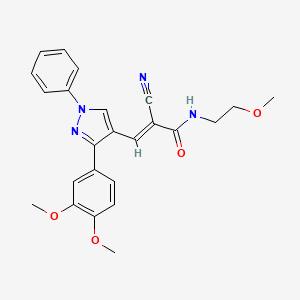 (E)-2-cyano-3-[3-(3,4-dimethoxyphenyl)-1-phenylpyrazol-4-yl]-N-(2-methoxyethyl)prop-2-enamide