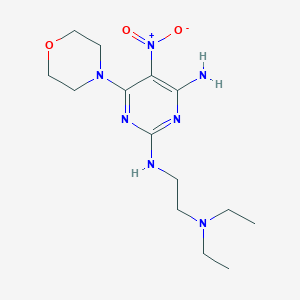 molecular formula C14H25N7O3 B2964546 N2-(2-(二乙氨基)乙基)-6-吗啉-5-硝基嘧啶-2,4-二胺 CAS No. 327093-66-3