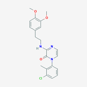 molecular formula C21H22ClN3O3 B2964549 1-(3-chloro-2-methylphenyl)-3-((3,4-dimethoxyphenethyl)amino)pyrazin-2(1H)-one CAS No. 899999-62-3