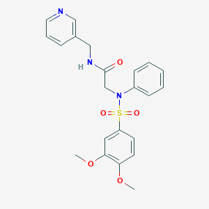 molecular formula C22H23N3O5S B296455 2-{[(3,4-dimethoxyphenyl)sulfonyl]anilino}-N-(3-pyridinylmethyl)acetamide 