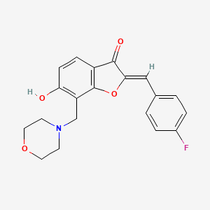 molecular formula C20H18FNO4 B2964560 (2Z)-2-[(4-fluorophenyl)methylidene]-6-hydroxy-7-(morpholin-4-ylmethyl)-1-benzofuran-3-one CAS No. 869078-09-1