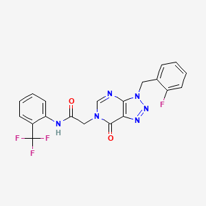 molecular formula C20H14F4N6O2 B2964563 2-(3-(2-氟苄基)-7-氧代-3H-[1,2,3]三唑并[4,5-d]嘧啶-6(7H)-基)-N-(2-(三氟甲基)苯基)乙酰胺 CAS No. 892473-46-0