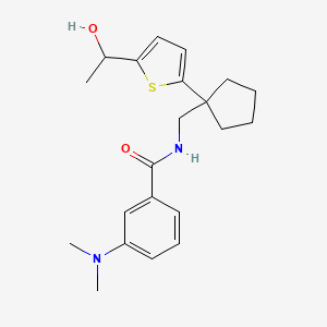 3-(dimethylamino)-N-((1-(5-(1-hydroxyethyl)thiophen-2-yl)cyclopentyl)methyl)benzamide
