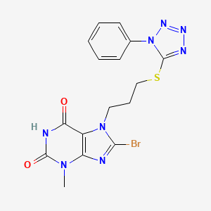 8-bromo-3-methyl-7-(3-((1-phenyl-1H-tetrazol-5-yl)thio)propyl)-1H-purine-2,6(3H,7H)-dione