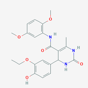 molecular formula C22H25N3O6 B2964569 N-(2,5-dimethoxyphenyl)-4-(3-ethoxy-4-hydroxyphenyl)-6-methyl-2-oxo-1,2,3,4-tetrahydropyrimidine-5-carboxamide CAS No. 421576-87-6