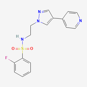 molecular formula C16H15FN4O2S B2964570 2-fluoro-N-{2-[4-(pyridin-4-yl)-1H-pyrazol-1-yl]ethyl}benzene-1-sulfonamide CAS No. 2034507-48-5