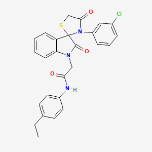 molecular formula C26H22ClN3O3S B2964577 2-(3'-(3-chlorophenyl)-2,4'-dioxospiro[indoline-3,2'-thiazolidin]-1-yl)-N-(4-ethylphenyl)acetamide CAS No. 893786-50-0