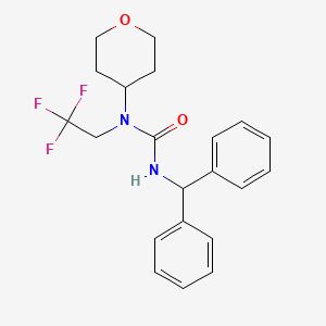 molecular formula C21H23F3N2O2 B2964582 3-benzhydryl-1-(tetrahydro-2H-pyran-4-yl)-1-(2,2,2-trifluoroethyl)urea CAS No. 1396843-78-9