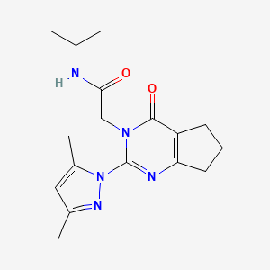 B2964587 2-(2-(3,5-dimethyl-1H-pyrazol-1-yl)-4-oxo-4,5,6,7-tetrahydro-3H-cyclopenta[d]pyrimidin-3-yl)-N-isopropylacetamide CAS No. 1019102-03-4