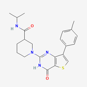 molecular formula C22H26N4O2S B2964588 N-isopropyl-1-[7-(4-methylphenyl)-4-oxo-3,4-dihydrothieno[3,2-d]pyrimidin-2-yl]piperidine-3-carboxamide CAS No. 1242920-69-9