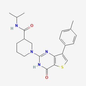 molecular formula C22H26N4O2S B2964588 N-异丙基-1-[7-(4-甲基苯基)-4-氧代-3,4-二氢噻吩并[3,2-d]嘧啶-2-基]哌啶-3-甲酰胺 CAS No. 1242920-69-9