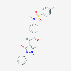 molecular formula C26H26N4O4S B296459 N-(1,5-dimethyl-3-oxo-2-phenyl-2,3-dihydro-1H-pyrazol-4-yl)-4-{methyl[(4-methylphenyl)sulfonyl]amino}benzamide 