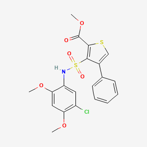 molecular formula C20H18ClNO6S2 B2964590 3-[(5-氯-2,4-二甲氧基苯基)磺酰氨基]-4-苯基噻吩-2-甲酸甲酯 CAS No. 899725-02-1