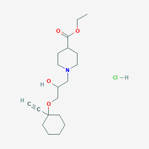 Ethyl 1-(3-((1-ethynylcyclohexyl)oxy)-2-hydroxypropyl)piperidine-4-carboxylate hydrochloride