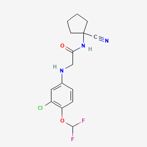molecular formula C15H16ClF2N3O2 B2964599 2-{[3-chloro-4-(difluoromethoxy)phenyl]amino}-N-(1-cyanocyclopentyl)acetamide CAS No. 1180572-71-7