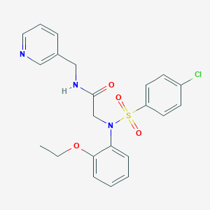 molecular formula C22H22ClN3O4S B296460 2-{[(4-chlorophenyl)sulfonyl]-2-ethoxyanilino}-N-(3-pyridinylmethyl)acetamide 