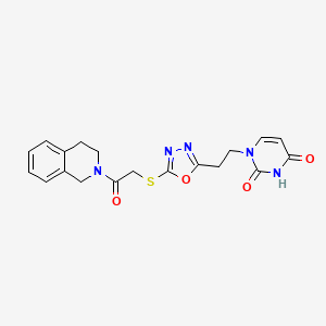 1-(2-(5-((2-(3,4-dihydroisoquinolin-2(1H)-yl)-2-oxoethyl)thio)-1,3,4-oxadiazol-2-yl)ethyl)pyrimidine-2,4(1H,3H)-dione