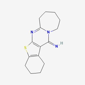 molecular formula C15H19N3S B2964606 18-Thia-2,9-diazatetracyclo[9.7.0.0^{3,9}.0^{12,17}]octadeca-1(11),2,12(17)-trien-10-imine CAS No. 327169-44-8