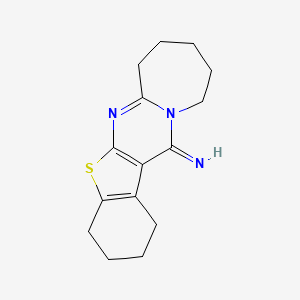 molecular formula C15H19N3S B2964606 18-噻-2,9-二氮杂四环[9.7.0.0^{3,9}.0^{12,17}]十八烷-1(11),2,12(17)-三烯-10-亚胺 CAS No. 327169-44-8