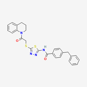 molecular formula C27H24N4O2S2 B2964614 4-benzyl-N-(5-((2-(3,4-dihydroquinolin-1(2H)-yl)-2-oxoethyl)thio)-1,3,4-thiadiazol-2-yl)benzamide CAS No. 392300-30-0