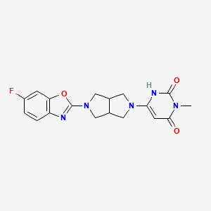 molecular formula C18H18FN5O3 B2964618 6-[5-(6-Fluoro-1,3-benzoxazol-2-yl)-1,3,3a,4,6,6a-hexahydropyrrolo[3,4-c]pyrrol-2-yl]-3-methyl-1H-pyrimidine-2,4-dione CAS No. 2415489-80-2