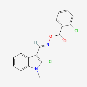 molecular formula C17H12Cl2N2O2 B2964619 2-chloro-3-({[(2-chlorobenzoyl)oxy]imino}methyl)-1-methyl-1H-indole CAS No. 477887-41-5