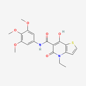 molecular formula C19H20N2O6S B2964621 4-ethyl-7-hydroxy-5-oxo-N-(3,4,5-trimethoxyphenyl)-4,5-dihydrothieno[3,2-b]pyridine-6-carboxamide CAS No. 1251622-71-5
