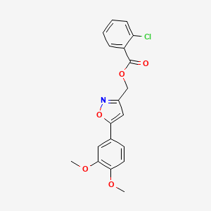 molecular formula C19H16ClNO5 B2964626 (5-(3,4-Dimethoxyphenyl)isoxazol-3-yl)methyl 2-chlorobenzoate CAS No. 953008-58-7