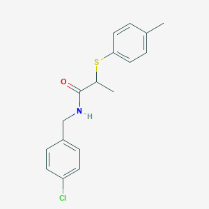 molecular formula C17H18ClNOS B296463 N-(4-chlorobenzyl)-2-[(4-methylphenyl)sulfanyl]propanamide 