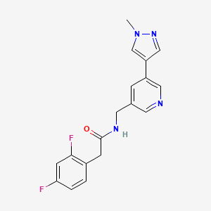 molecular formula C18H16F2N4O B2964632 2-(2,4-二氟苯基)-N-((5-(1-甲基-1H-吡唑-4-基)吡啶-3-基)甲基)乙酰胺 CAS No. 2034231-02-0