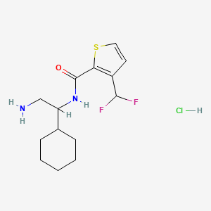 molecular formula C14H21ClF2N2OS B2964636 N-(2-Amino-1-cyclohexylethyl)-3-(difluoromethyl)thiophene-2-carboxamide;hydrochloride CAS No. 2418710-03-7