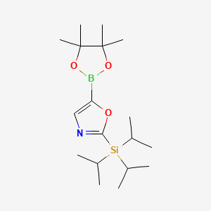 molecular formula C18H34BNO3Si B2964637 2-(三异丙基甲硅烷基)恶唑-5-硼酸吡喃醇酯 CAS No. 1186127-11-6
