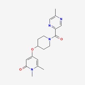 molecular formula C18H22N4O3 B2964639 1,6-二甲基-4-((1-(5-甲基吡嗪-2-羰基)哌啶-4-基)氧基)吡啶-2(1H)-酮 CAS No. 2310157-06-1