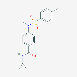 molecular formula C18H20N2O3S B296464 N-cyclopropyl-4-{methyl[(4-methylphenyl)sulfonyl]amino}benzamide 