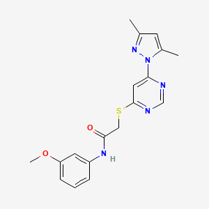 molecular formula C18H19N5O2S B2964645 2-((6-(3,5-二甲基-1H-吡唑-1-基)嘧啶-4-基)硫代)-N-(3-甲氧基苯基)乙酰胺 CAS No. 1251710-57-2