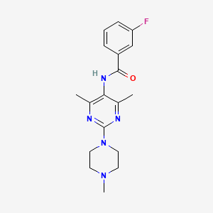 molecular formula C18H22FN5O B2964647 N-(4,6-dimethyl-2-(4-methylpiperazin-1-yl)pyrimidin-5-yl)-3-fluorobenzamide CAS No. 2326194-73-2