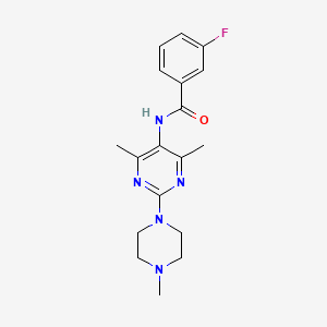 molecular formula C18H22FN5O B2964647 N-[4,6-dimethyl-2-(4-methylpiperazin-1-yl)pyrimidin-5-yl]-3-fluorobenzamide CAS No. 2326194-73-2