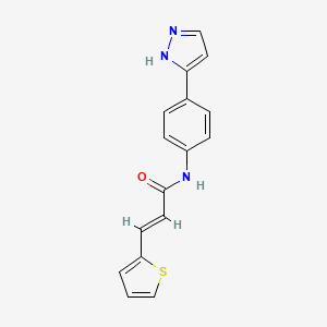 molecular formula C16H13N3OS B2964650 (E)-N-(4-(1H-吡唑-3-基)苯基)-3-(噻吩-2-基)丙烯酰胺 CAS No. 1211944-19-2