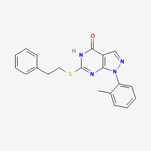 molecular formula C20H18N4OS B2964651 6-(phenethylthio)-1-(o-tolyl)-1H-pyrazolo[3,4-d]pyrimidin-4-ol CAS No. 922841-88-1
