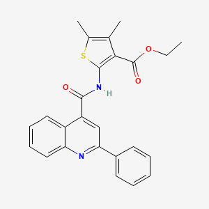 molecular formula C25H22N2O3S B2964654 4,5-二甲基-2-(2-苯基喹啉-4-甲酰氨基)噻吩-3-甲酸乙酯 CAS No. 332176-47-3