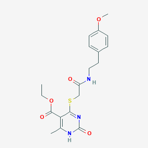 molecular formula C19H23N3O5S B2964656 ethyl 4-[2-[2-(4-methoxyphenyl)ethylamino]-2-oxoethyl]sulfanyl-6-methyl-2-oxo-1H-pyrimidine-5-carboxylate CAS No. 899727-13-0