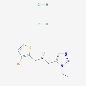molecular formula C10H15BrCl2N4S B2964673 N-[(3-溴噻吩-2-基)甲基]-1-(3-乙基三唑-4-基)甲胺；二盐酸盐 CAS No. 2418723-93-8