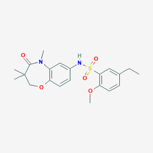 molecular formula C21H26N2O5S B2964683 5-ethyl-2-methoxy-N-(3,3,5-trimethyl-4-oxo-2,3,4,5-tetrahydrobenzo[b][1,4]oxazepin-7-yl)benzenesulfonamide CAS No. 922076-77-5