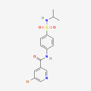molecular formula C15H16BrN3O3S B2964688 5-溴-N-[4-(丙烷-2-磺酰氨基)苯基]吡啶-3-甲酰胺 CAS No. 692746-37-5
