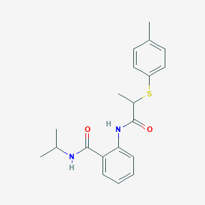 molecular formula C20H24N2O2S B296469 N-isopropyl-2-({2-[(4-methylphenyl)sulfanyl]propanoyl}amino)benzamide 